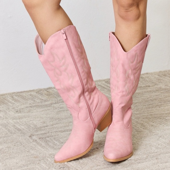 Forever Link Knee High Cowboy Boots Pink